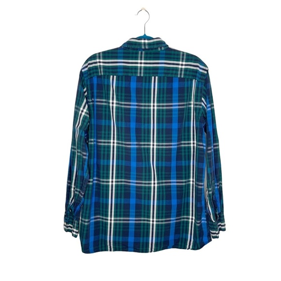 Sonoma Green & Cobalt Blue Plaid Collared Button Front Shirt - Picture 6 of 9